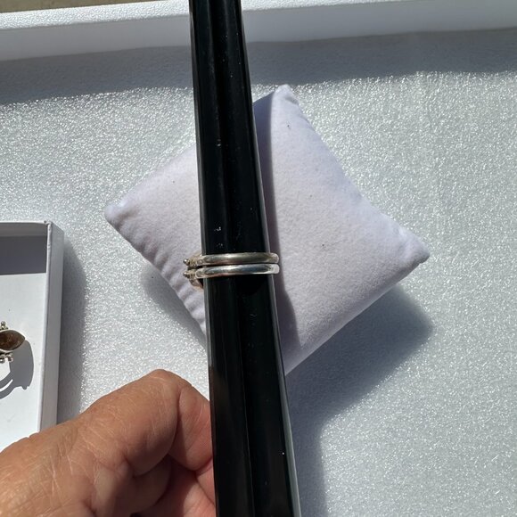 Larimar and Amber 925 FLIP Ring Size 8 - Picture 7 of 8